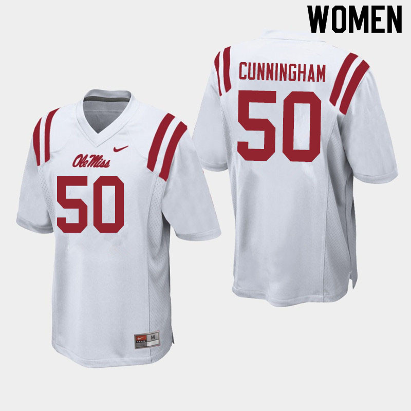 Jalen Cunningham Ole Miss Rebels NCAA Women's White #50 Stitched Limited College Football Jersey BLV2758EA